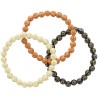 Bracelet sur elastique imitation bois 3 couleurs Ø 7 mm. LOT DE 12