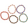 Bracelet sur elastique grains plastique imitation bois et couleur assortie Ø 7 mm. LOT DE 10