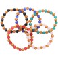 Bracelet sur elastique grains plastique imitation bois et couleur assortie Ø 7 mm. LOT DE 10