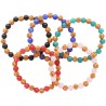 Bracelet sur elastique grains plastique imitation bois et couleur assortie Ø 7 mm. LOT DE 10