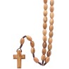 Chapelet sur corde, grains ovales taille 1,5 cm en bois d’olivier. Longueur jusqu'au cœur 45 cm