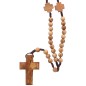 Chapelet sur corde en bois d’olivier- grains à 6 mm et pater en forme de croix- Longueur jusqu'au coeur 22 cm