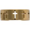 Bague ajustable de couleur doree en acier inoxydable pour femme avec croix ajourees.