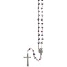 Chapelet sur chaine avec grains a facettes en semi-cristal Ø 7 mm et croix avec Christ. Existe de differentes couleurs.