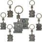 Portes clés en zamac de forme rectangulaire, hauteur 3.5 cm. Existe en différents Saints.