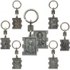 Portes clés en zamac de forme rectangulaire, hauteur 3.5 cm. Existe en différents Saints.