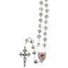 Chapelet metal de saint Jacques grains forme coquille, Ø 8 mm sur chaine et croix avec Christ plus boite.