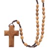 Chapelet en bois d'olivier sur corde, grains ovales hauteur 7 mm. Longueur jusqu'au coeur 25 cm
