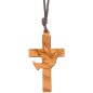Croix de cou en bois avec l Esprit Saint H. 4.50 cm avec cordon de 39 cm.