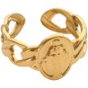 Bague ajustable doree en acier inoxydable avec la medaille Miraculeuse (sans texte).