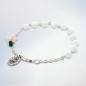 Bracelet dizainier sur chaine grains a facettes et forme rose Ø 5 mm, avec medaille de la V. Miraculeusec. Differentes couleurs