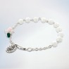 Bracelet dizainier sur chaine grains a facettes et forme rose Ø 5 mm, avec medaille de la V. Miraculeusec. Differentes couleurs