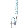 Chapelet grains en cristal Ø 8 mm sertis d une coupelle sur chaine, Croix avec Christ. Differentes couleurs