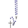 Chapelet grains en cristal Ø 8 mm sertis d une coupelle sur chaine, Croix avec Christ. Differentes couleurs