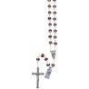Chapelet grains en cristal Ø 8 mm sertis d une coupelle sur chaine, Croix avec Christ. Differentes couleurs