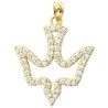 Pendentif colombe ajoure en plaque or avec zirconium. H. 2 cm. Livre en boite.