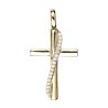 Croix de cou en plaqué or avec liseré, sertie de zirconium – H. 2,5 cm. Livrée en boîte.