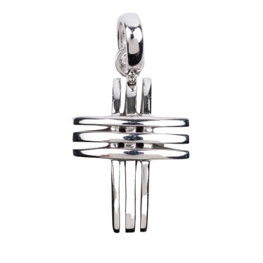 Croix de cou bombée, évidée en argent 925 °/°°  H. 1,7 cm (2,53 g). Livrée en boîte.