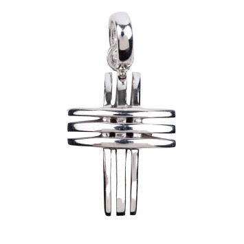 Croix de cou bombée, évidée en argent 925 °/°°  H. 1,7 cm (2,53 g). Livrée en boîte.