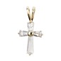 Croix de cou en plaqué or avec zirconium – H. 1,5 cm. Livrée en boîte.