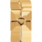 Croix de cou en plaqué or avec cœur central – H. 2,5 cm. Livrée en boîte.