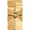Croix de cou en plaque or avec coeur au centre H. 2,5 cm. Livree en boite