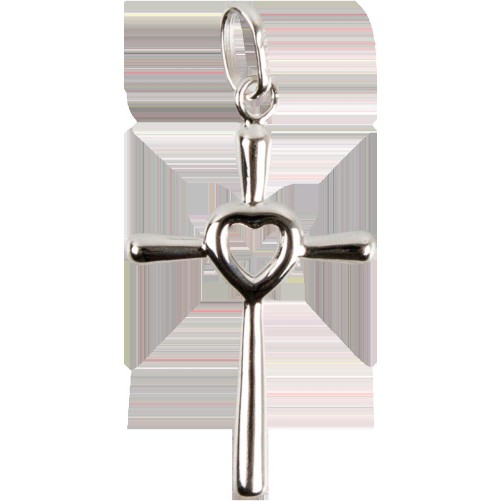 Croix de cou en argent 925 °/°° avec coeur au centre H. 2,5 cm (2,10 g). Livree en boite