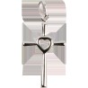 Croix de cou en argent 925 °/°° avec coeur au centre H. 2,5 cm (2,10 g). Livree en boite