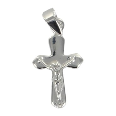 Croix de cou en argent 925 °/°° avec Christ H. 1,7 cm (0,62 g). Livrée en boite