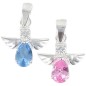 Pendentif ange en argent 925 °/°° avec zirconium H. 1,3 cm (1,20 g) - 2 couleurs. Livre en boite
