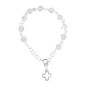 Bracelet dizainier pour enfant ajustable en argent 925 °/°° grains swarovski blancs Ø 6 mm avec croix. Livré en boite