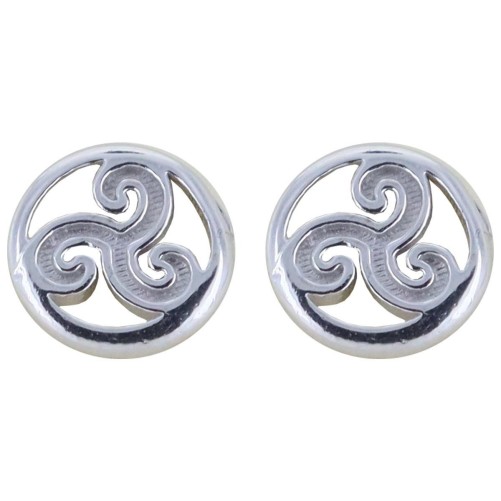 Boucle d oreille triskel en argent 925 Rhodie (0.70g). Livree sans boite.