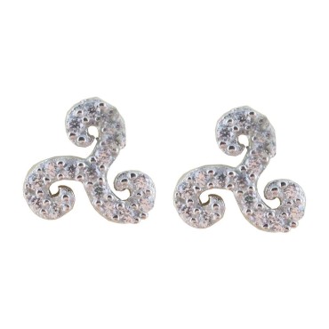 Boucle d oreille triskel en argent 925 Rhodie avec zirconium (1.4g). Livree en boite.