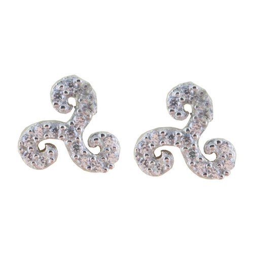 Boucle d oreille triskel en argent 925 Rhodie avec zirconium (1.4g). Livree en boite.