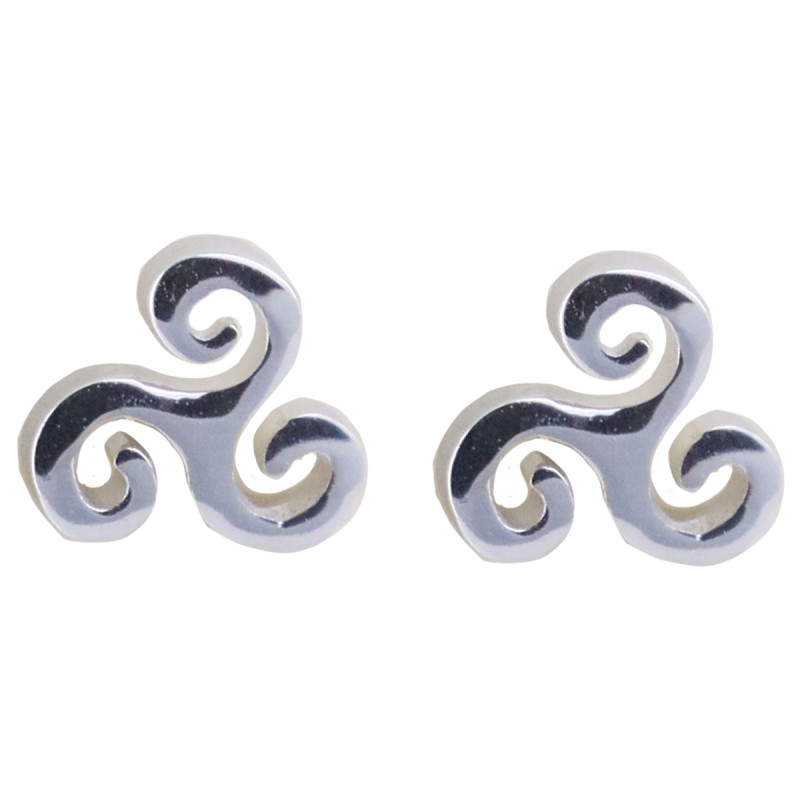 Boucle d oreille bouton triskel 5.4 mm en argent 925 Rhodie (0.7g). Livree sans boite.