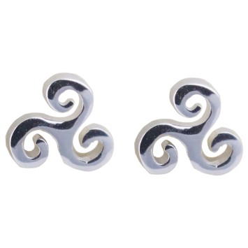 Boucle d oreille bouton triskel 5.4 mm en argent 925 Rhodie (0.7g). Livree sans boite.