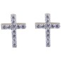 Boucle d oreille bouton croix en argent 925 Rhodie avec zirconium (0.7 g). Livree sans boite.