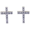 Boucle d oreille bouton croix en argent 925 Rhodie avec zirconium (0.7 g). Livree sans boite.