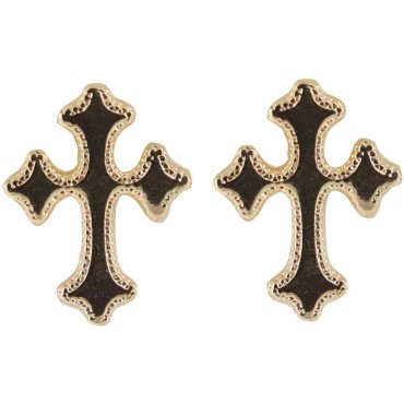 Boucle d oreille bouton croix orthodoxe en plaque or. Livre sans boite.