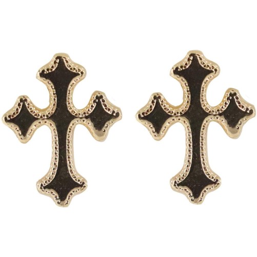 Boucle d oreille bouton croix orthodoxe en plaque or. Livre sans boite.
