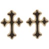 Boucle d oreille bouton croix orthodoxe en plaque or. Livre sans boite.