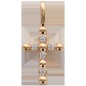 Croix de cou arrondie en plaqué or avec zirconium, H. 1.5 cm. Livrée en boite