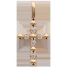 Croix de cou arrondie en plaqué or avec zirconium, H. 1.5 cm. Livrée en boite