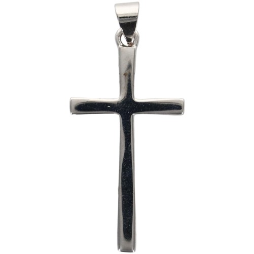 Croix de cou baton fine en argent 925 °/°° Rhodie H. 3 cm (1,22 g). Livree en boite