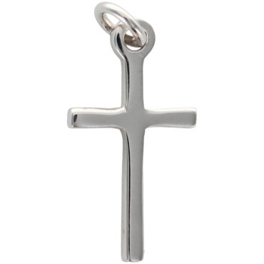 Croix de cou baton fine en argent 925 °/°° Rhodie H. 1.3 cm (0,46 g). Livree en boite