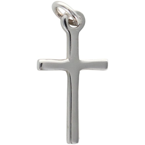 Croix de cou baton fine en argent 925 °/°° Rhodie H. 1.3 cm (0,46 g). Livree en boite