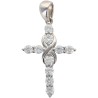 Croix de cou en zirconium, centre torsadé en argent 925 rhodié, hauteur 2,5 cm (1,62 g), livree en boite.