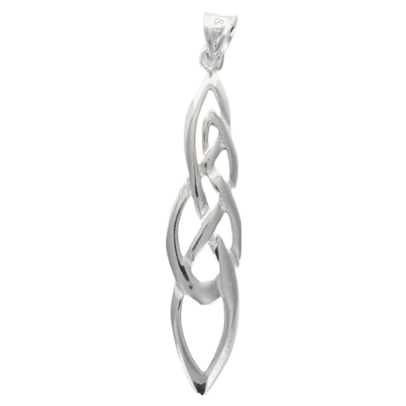 Pendentif long entrelacé en argent 925 °/°° Rhodié (1.4 g). Livré en boîte.