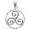 Pendentif triskel encercle Ø 1,5 cm en argent 925 °/°° Rhodie (1.1 g). Livre en boite.