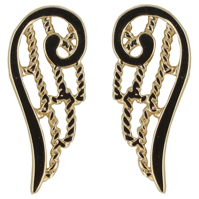 Boucle d oreille forme aile d ange en plaque or H 1.5 cm. Livre en boite.